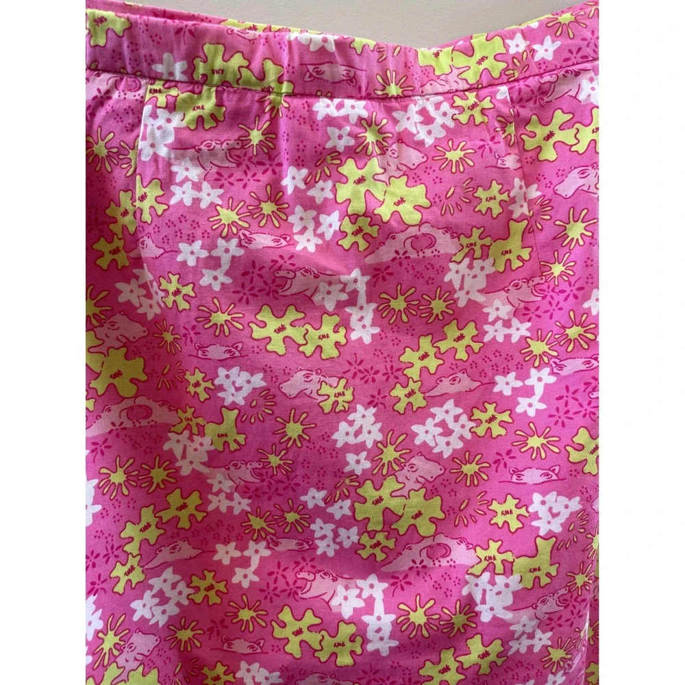 Bay Studio Petite Pink Floral Hippo Print Skort Side Zip Retro Y2K Style